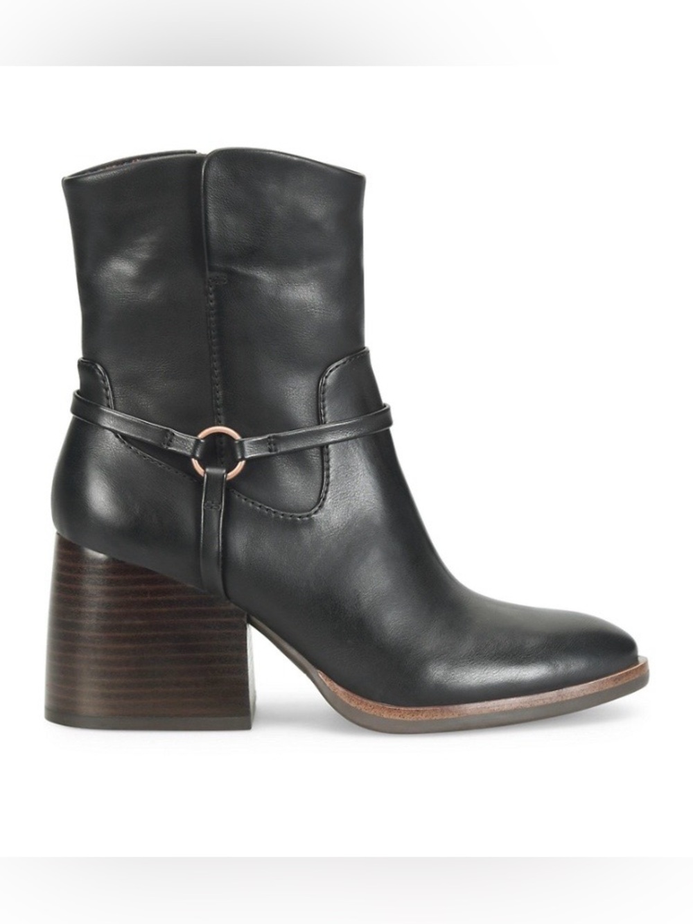Kork-Ease Black Mid-Calf Ankle Boot with Ring Strap